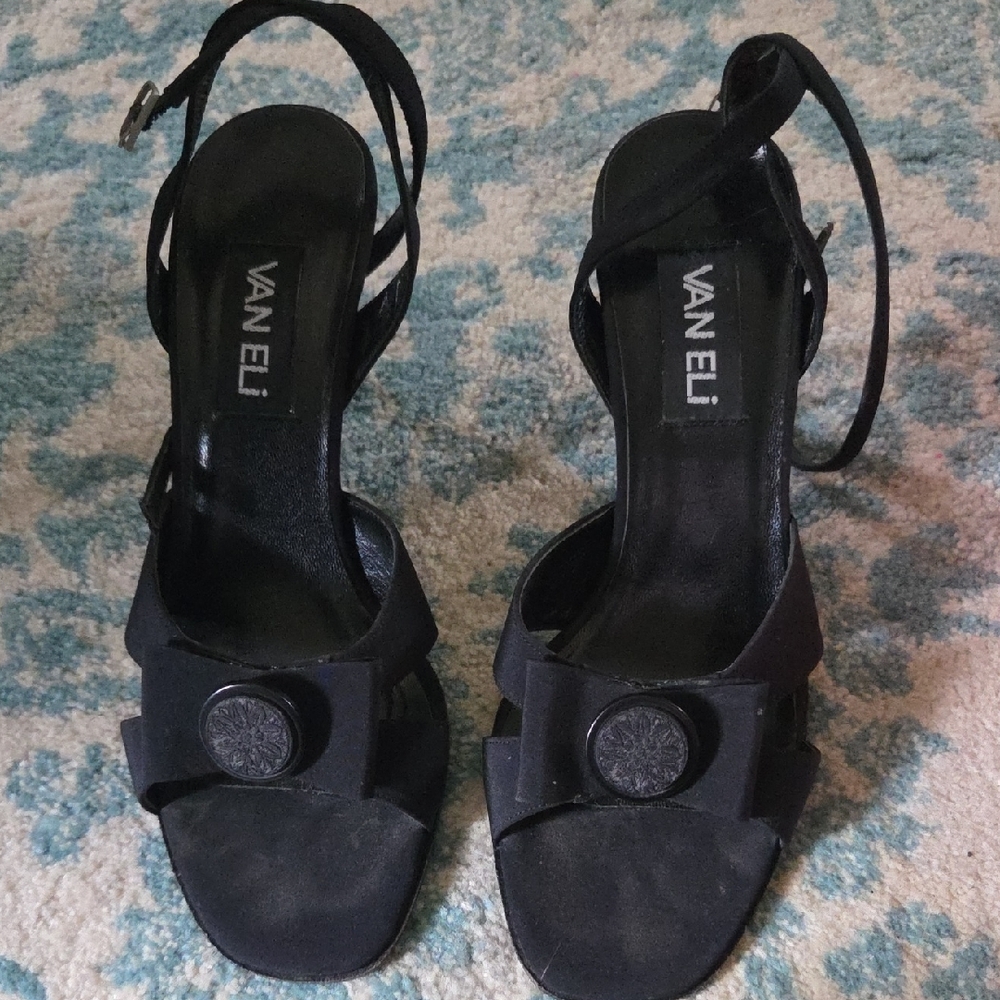 Vaneli Black Strappy Heels